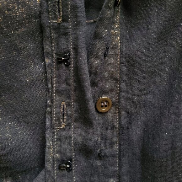 J. Crew Gold Dust Metallic Accents Black Semi Sheer Slim Fit Button Down Shirt 4 - Picture 8 of 15